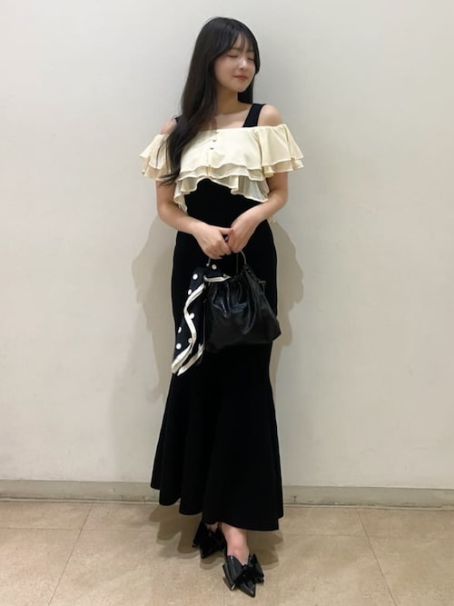 新品 PARTY シフォンブラウスドッキングニットマーメイドワンピース シフォンブラウスドッキングニットマーメイドワンピース｜ニット