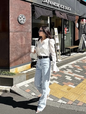 「ROYAL PARTY（ロイヤルパーティー）のアイテム（デニムパンツ）」を使った、ROYALPARTYさん（レディース・161cm）の春コーディネート