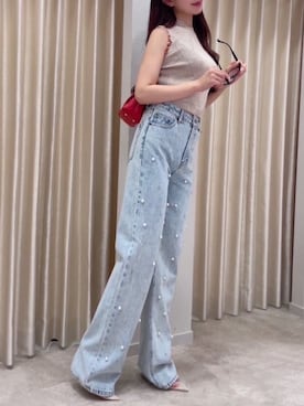 「ROYAL PARTY（ロイヤルパーティー）のアイテム（デニムパンツ）」を使った、ROYALPARTYさん（レディース・163cm）の夏コーディネート