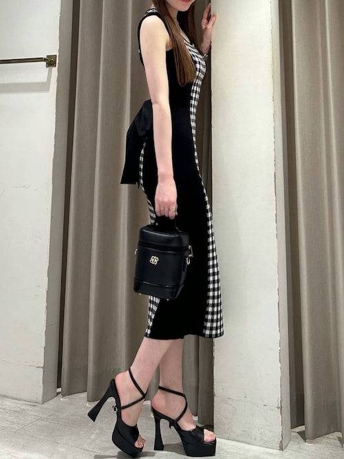 新品タグ付き ギンガムチェックシェイプアップノースリーブニットタイトワンピース ロイヤルパーティー ROYAL PARTY ギンガムチェックシェイプ