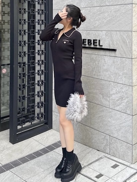 「ROYAL PARTY（ロイヤルパーティー）のアイテム（ショルダーバッグ）」を使った、ROYALPARTYさん（レディース・161cm）の秋コーディネート