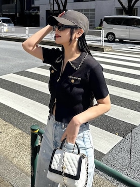 「ROYAL PARTY（ロイヤルパーティー）のアイテム（デニムパンツ）」を使った、ROYALPARTYさん（レディース・161cm）の春コーディネート