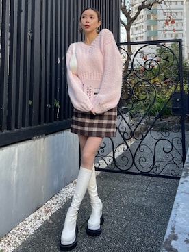 「ROYAL PARTY（ロイヤルパーティー）のアイテム（ニット/セーター）」を使った、ROYALPARTYさん（レディース・163cm）の冬コーディネート