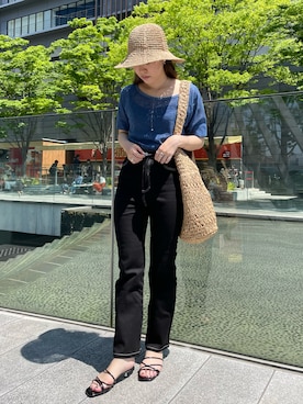 「ペーパーバッグ」｜「アイテム（帽子）」を使った、aoiさん（レディース・160cm）の夏コーディネート