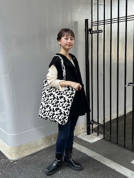 「155㎝コーデ」｜「アイテム（トートバッグ）」を使った、えぐっちょさん（レディース・155cm）の秋コーディネート