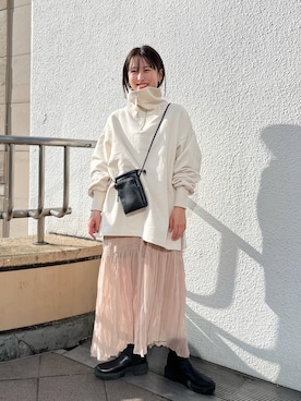 「シアーワンピース」｜「アイテム（スウェット）」を使った、えぐっちょさん（レディース・155cm）の冬コーディネート