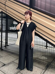 Kastane　ギャザーオールインワン セール】【2サイズ展開/低身長サイズ】ギャザーオールインワン（つなぎ