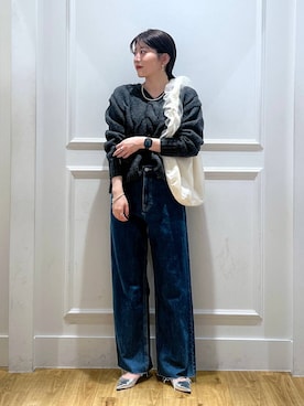 「A part by（アパートバイ）のチュールハンドルトート（ショルダーバッグ）」を使った、mahoさん（レディース・162cm）の秋コーディネート