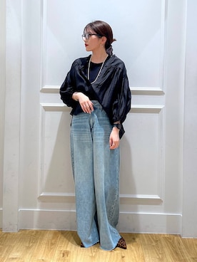 「A part by（アパートバイ）のルーズデニム（デニムパンツ）」を使った、mahoさん（レディース・162cm）の夏コーディネート