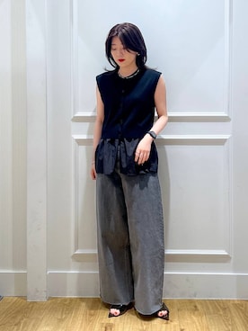 「A part by（アパートバイ）のルーズデニム（デニムパンツ）」を使った、mahoさん（レディース・162cm）の春コーディネート