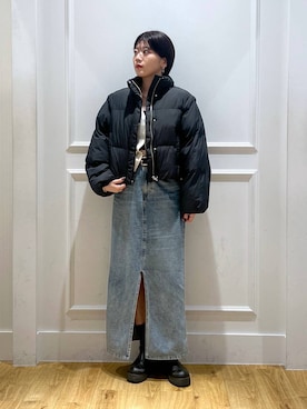 「アイテム（ダウンジャケット/コート）」を使った、mahoさん（レディース・162cm・20代）の秋コーディネート