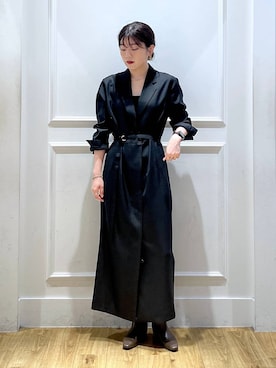 「アイテム（その他アウター、ブラック系）」を使った、mahoさん（レディース・162cm）の秋コーディネート