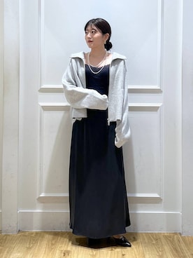 「アイテム（ブルゾン、グレー系）」を使った、mahoさん（レディース・162cm）の秋コーディネート