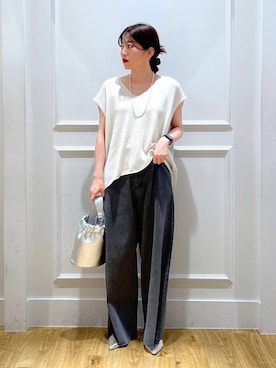 「A part by（アパートバイ）のルーズデニム（デニムパンツ）」を使った、mahoさん（レディース・162cm）の夏コーディネート