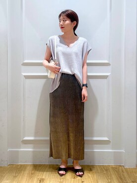 「A part by（アパートバイ）の【2WAY】フトベルトショルダーバッグ（ショルダーバッグ）」を使った、mahoさん（レディース・162cm）の夏コーディネート