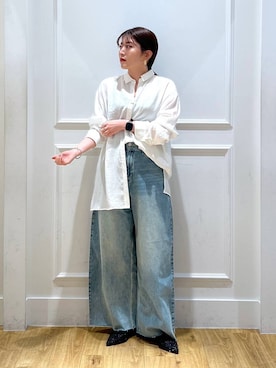 「A part by（アパートバイ）のルーズデニム（デニムパンツ）」を使った、mahoさん（レディース・162cm）の春コーディネート