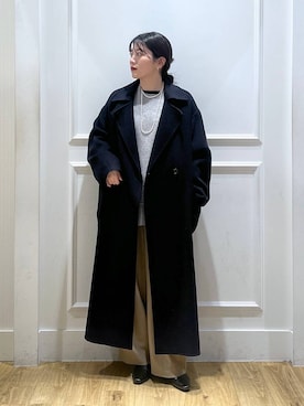 「アイテム（ステンカラーコート）」を使った、mahoさん（レディース・162cm・20代）の冬コーディネート