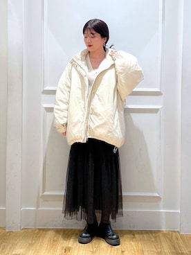「アイテム（ダウンジャケット/コート）」を使った、mahoさん（レディース・162cm・20代）の秋コーディネート
