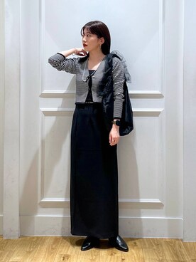 「A part by（アパートバイ）のチュールハンドルトート（ショルダーバッグ）」を使った、mahoさん（レディース・162cm）の秋コーディネート