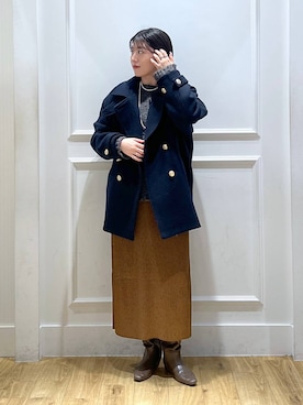 「アイテム（ピーコート）」を使った、mahoさん（レディース・162cm・20代）の冬コーディネート