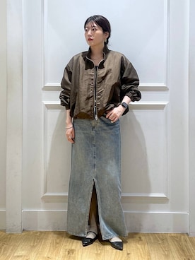 「アイテム（デニムスカート）」を使った、mahoさん（レディース・162cm・20代）の秋コーディネート
