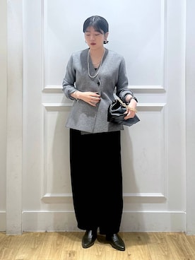 「アイテム（ノーカラージャケット）」を使った、mahoさん（レディース・162cm・20代）の秋コーディネート