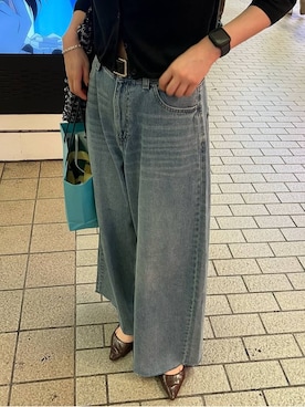 「A part by（アパートバイ）のルーズデニム（デニムパンツ）」を使った、mahoさん（レディース・162cm）の春コーディネート