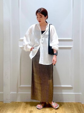 「A part by（アパートバイ）のスクエアミニショルダー（ショルダーバッグ）」を使った、mahoさん（レディース・162cm）の夏コーディネート