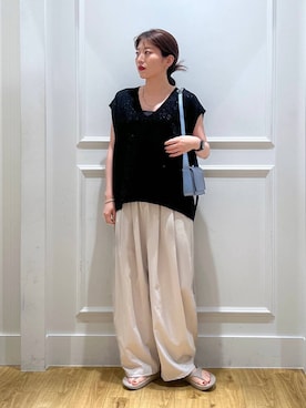 「A part by（アパートバイ）のスクエアミニショルダー（ショルダーバッグ）」を使った、mahoさん（レディース・162cm）の夏コーディネート
