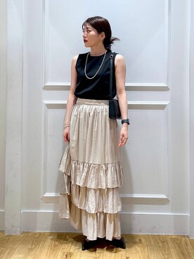 「A part by（アパートバイ）のスクエアミニショルダー（ショルダーバッグ）」を使った、mahoさん（レディース・162cm）の夏コーディネート