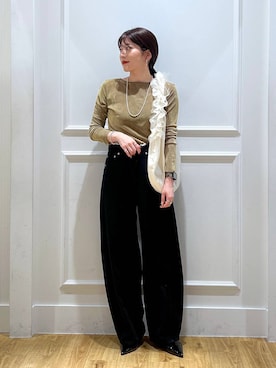 「A part by（アパートバイ）のチュールハンドルトート（ショルダーバッグ）」を使った、mahoさん（レディース・162cm）の秋コーディネート