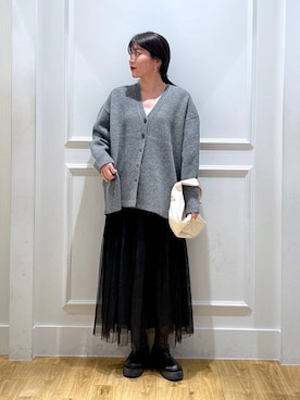 「A part by（アパートバイ）の≪追加3≫ラメチュールプリーツスカート（スカート）」を使った、mahoさん（レディース・162cm）の秋コーディネート