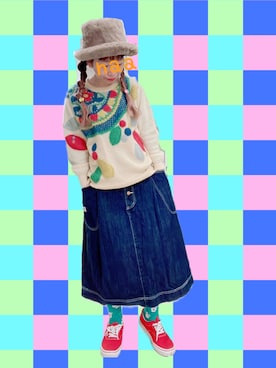 「Lee（リー）のアイテム（スカート）」を使った、naaさん（レディース・153cm）の冬コーディネート