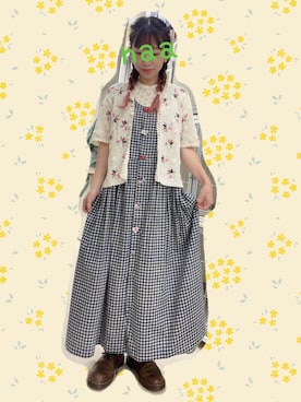 「古着好きな人と繋がりたい」｜「アイテム（ジャンパースカート）」を使った、naaさん（レディース・153cm）の秋コーディネート