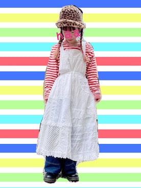 「古着好きな人と繋がりたい」｜「アイテム（ジャンパースカート）」を使った、naaさん（レディース・153cm）の秋コーディネート