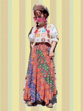 「古着好きな人と繋がりたい」｜「アイテム（キャスケット）」を使った、naaさん（レディース・153cm）の秋コーディネート