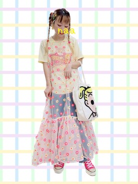 「アイテム（ワンピース、ピンク系）」を使った、naaさん（レディース・153cm）の秋コーディネート