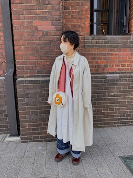 「アイテム（ステンカラーコート）」を使った、kick🐑さん（レディース・154cm）の春コーディネート