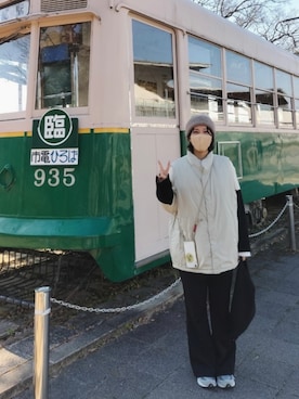 「ニット帽コーデ」｜「アイテム（ジャケット/アウター）」を使った、kanaさん（レディース・156cm）の冬コーディネート