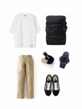 「VANS（バンズ）のアイテム（スニーカー、ブラック系）」を使った、ykykさん（レディース・60cm）の春コーディネート