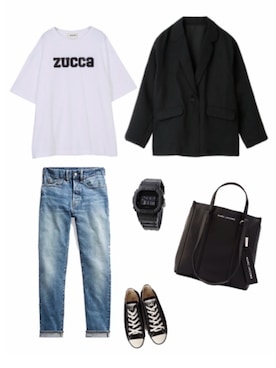 「ZUCCa（ズッカ）のアイテム（Tシャツ/カットソー、ホワイト系）」を使った、ykykさん（レディース・60cm）の春コーディネート