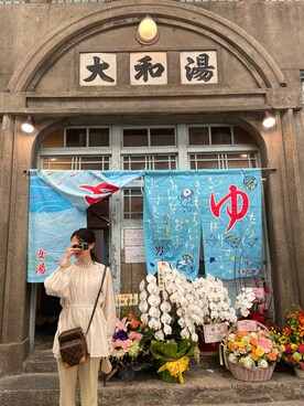 「LOWRYS FARM（ローリーズファーム）のセンタープレスカラーフレアパンツ　870189（その他パンツ）」を使った、yucaiさん（レディース・155cm）の夏コーディネート