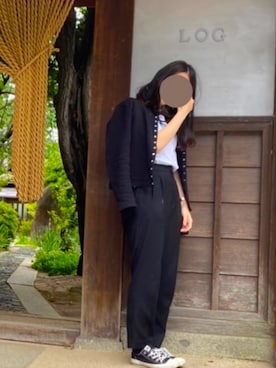 「agnes b.（アニエスベー）のM001 CARDIGAN カーディガンプレッション（カーディガン/ボレロ）」を使った、yucaiさん（レディース・155cm）の夏コーディネート