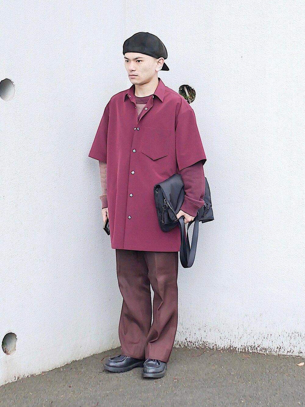 「低身長、低身長男子、低身長コーデ、低身長ファッション、soe、KLEMAN、kaiko、ユニクロU、UNIQLO U、スウェットシャツ、シャツブルゾン、ウエスタンシャツ、半端丈、重ね着、クラッチバッグ」｜「ブログ・YouTubeのアイテム（その他、その他）」を使った、小柄の小松@162cmさん（メンズ・162cm）の冬コーディネートの1枚目の写真