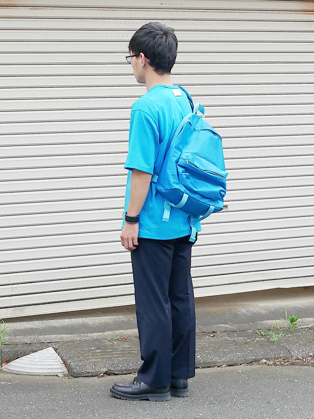 「低身長男子、soe、GU×beautiful people、JW Anderson x UNIQLO、THE ONITSUKA、LOEWE、kaiko、Paul Smith、ライトブルー、ワンショルダー、ワンショルダーバッグ、ソロテックス、斜めがけバック、ビットローファー、ブレスレット」｜「ブログ・YouTubeのアイテム（その他、その他）」を使った、小柄の小松@162cmさん（メンズ・162cm）の夏コーディネートの1枚目の写真