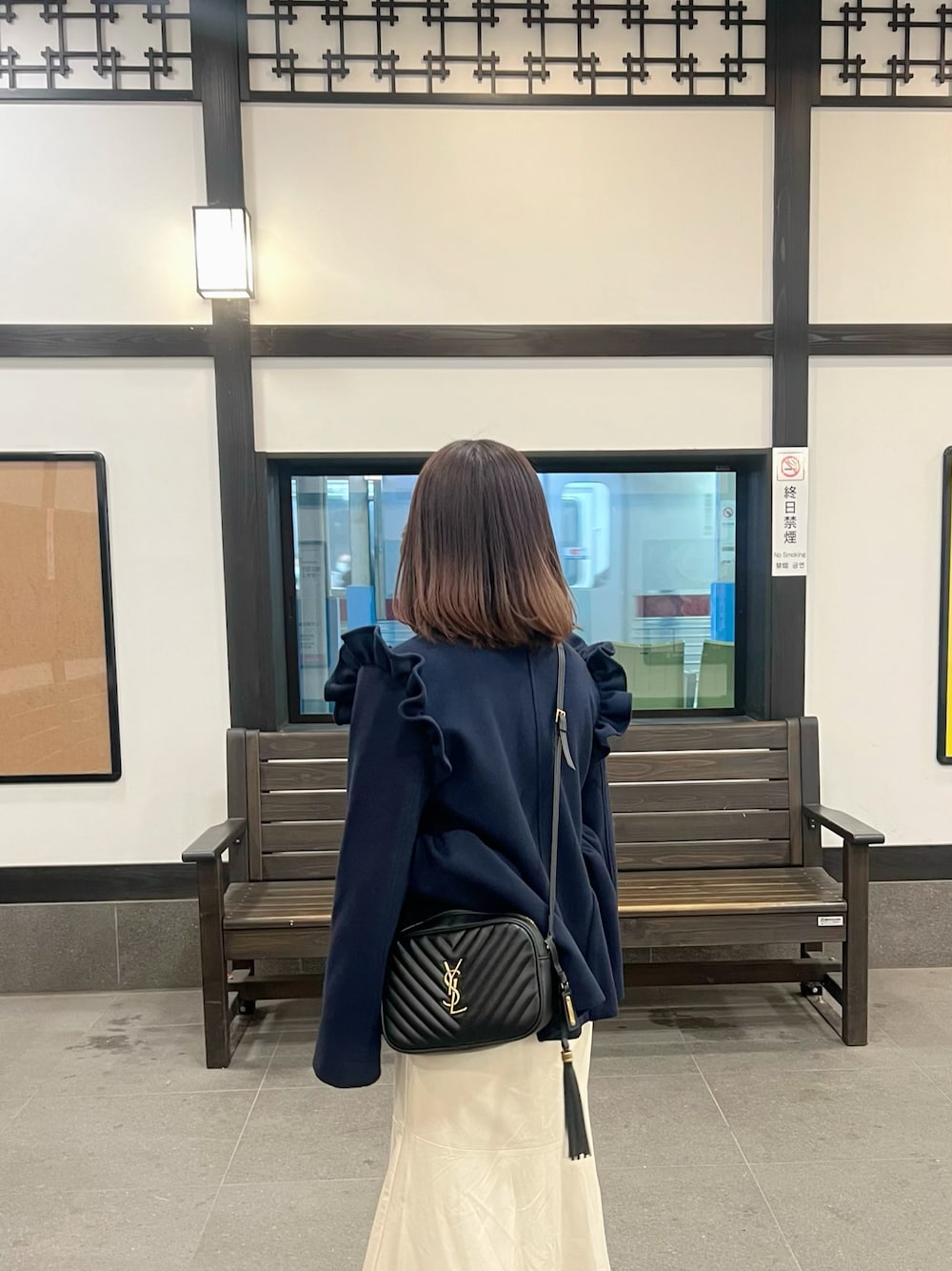 「オトナカジュアル、今日のコーデ、冬、オトナ女子、ブルベ冬、骨格ウェーブ、いいね、save、フォローお願いします🤑」｜「Bibiy.のアイテム（ジャケット/アウター、ブルー系）」を使った、ryryryryryさん（レディース・152cm）の冬コーディネートの1枚目の写真
