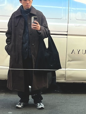 「アイテム（ステンカラーコート）」を使った、DAさん（メンズ・170cm）の冬コーディネート