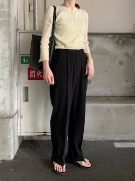 「fitflop（フィットフロップ）の●LULU LEATHER TOEPOST　サンダル（サンダル、ブラック系）」を使った、Aさん（レディース・156cm）の春コーディネート