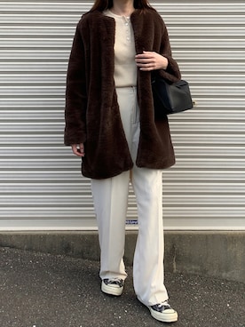 「MERCI（メルシー）のアイテム（パンツ）」を使った、Aさん（レディース・156cm）の秋コーディネート