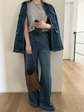 「アイテム（デニムジャケット）」を使った、Aさん（レディース・156cm）の秋コーディネート